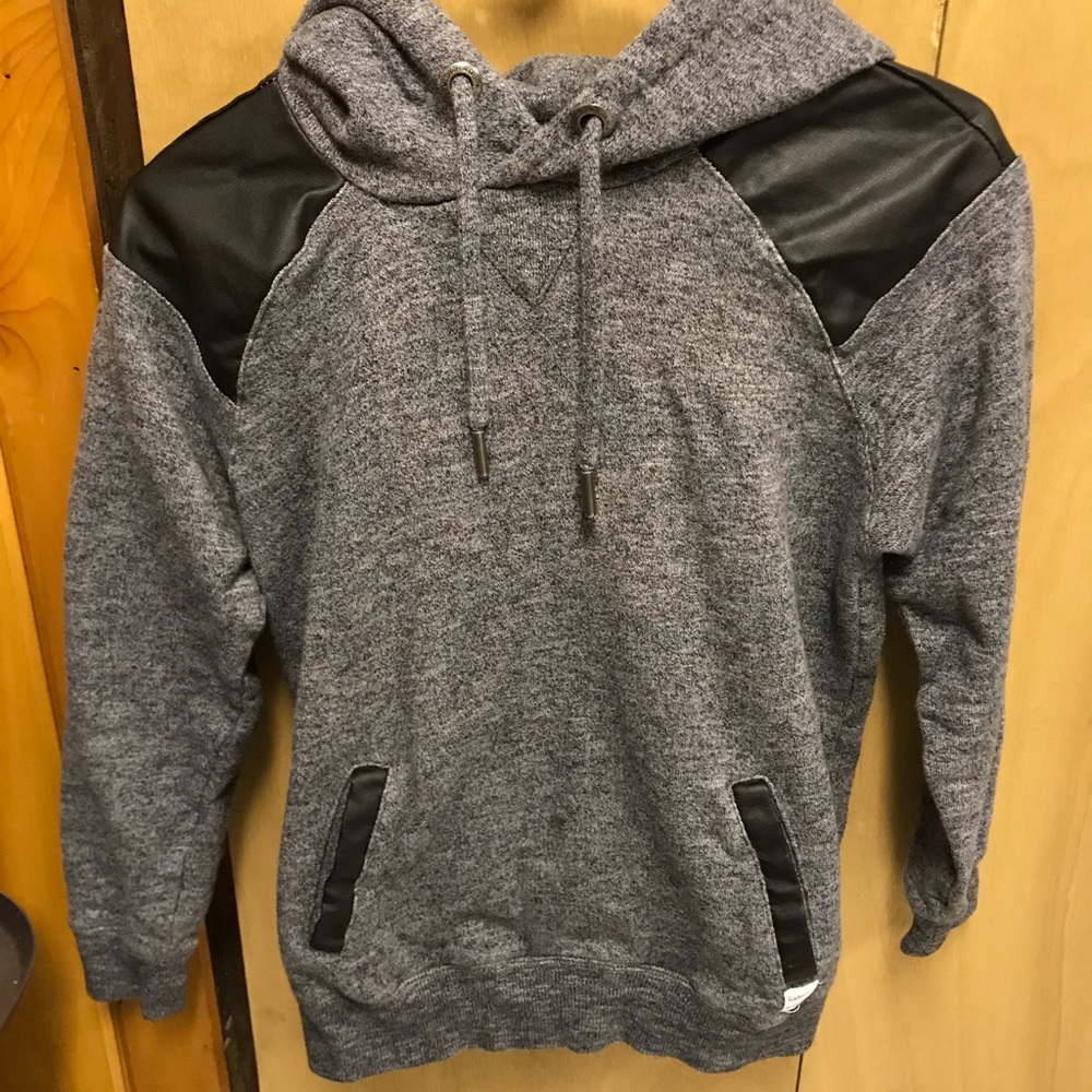 Grey hoodie with leather